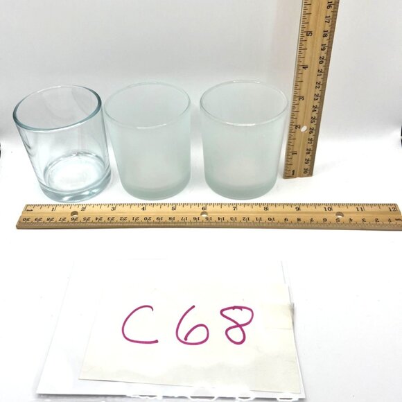 Set Of 3 Clear & Frosted Glass Votive Candle Holders - 3.25" Tall 48h - Picture 5 of 5